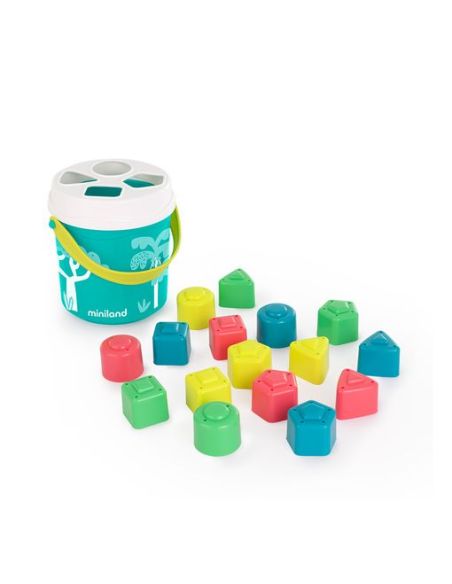 Juego Didactico Miniland Cubo De Formas Encajables Turquesa