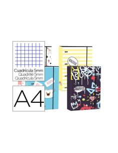 Carpeta Liderpapel Din A4 Forrada Con Recambio 120 Hojas 80 Gr 5 Mm 4 An. Redondas 40 Mm Cierre Goma