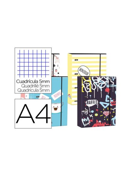 Carpeta Liderpapel Din A4 Forrada Con Recambio 120 Hojas 80 Gr 5 Mm 4 An. Redondas 40 Mm Cierre Goma