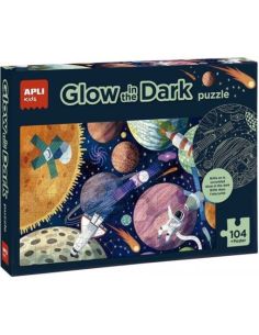 Puzle Apli Fluorescente Sistema Solar 104 Piezas Tamaño 5X5 Cm
