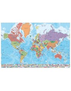 Poster Mapa Mundo Es Fisico Politico 61 X 91,5 Cm