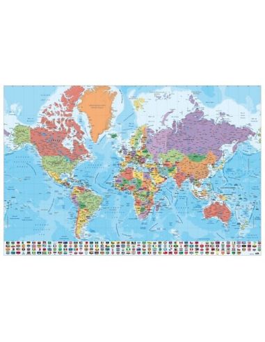 Poster Mapa Mundo Es Fisico Politico 61 X 91,5 Cm