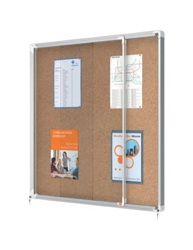 Vitrina De Anuncios Nobo Premium Plus Corcho Con Puerta Corredera 15 X Din A4 1137X967X63 Mm
