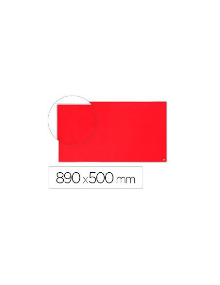 Tablero De Anuncios Nobo Impression Pro Fieltro Rojo Formato Panoramico 40\" 890X500 Mm
