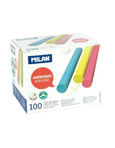 Caja 100 Tizas De Colores Milan, De Carbonato De Calcio