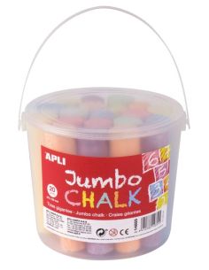 Caja Tiza Apli Jumbo Suelo Redonda Colores Surtidos 20 Uds