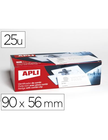 Identificador Con Pinza E Imperdible Apli 56X90 Mm Caja De 25 Unidades