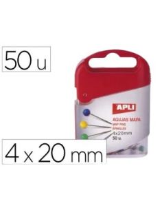 Agujas Señalizadoras Apli Mapas 4 X 20 Mm Caja De 50 Unidades Colores Surtidos