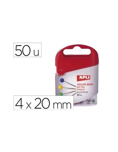 Agujas Señalizadoras Apli Mapas 4 X 20 Mm Caja De 50 Unidades Colores Surtidos