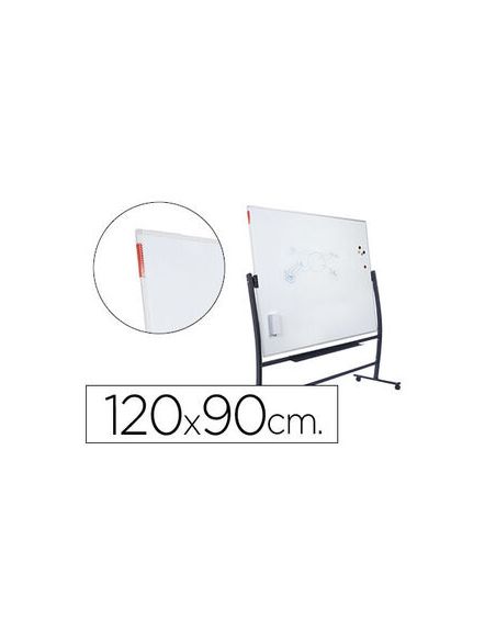 Pizarra Blanca Rocada Lacada Magnetica Con Soporte Volteable Doble Cara 90X120 Cm