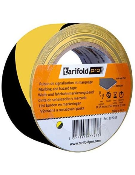 Cinta Adhesiva Tarifold Seguridad Para Marcaje Y Señalizacion De Suelo 33 Mt X 50 Mm Color Negro/Amarillo