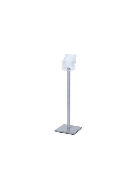 Expositor Jansen Display De Suelo Poste Aluminio Base Madera 3 Bandejas Para Formato Din A5 1060X330 Mm