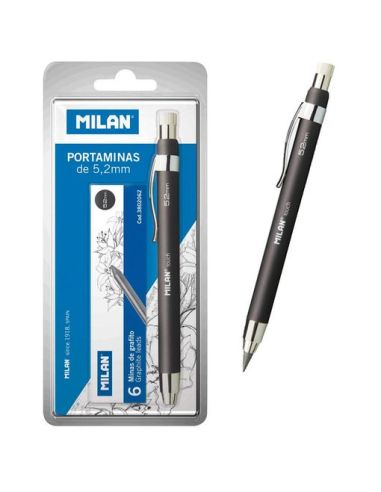 Portaminas 5,2Mm + Cajas 6 Minas Grafito Milan