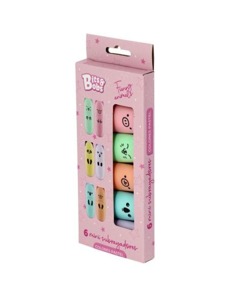 Caja 6 Minisubrayadores Pastel Funny Animals B&B