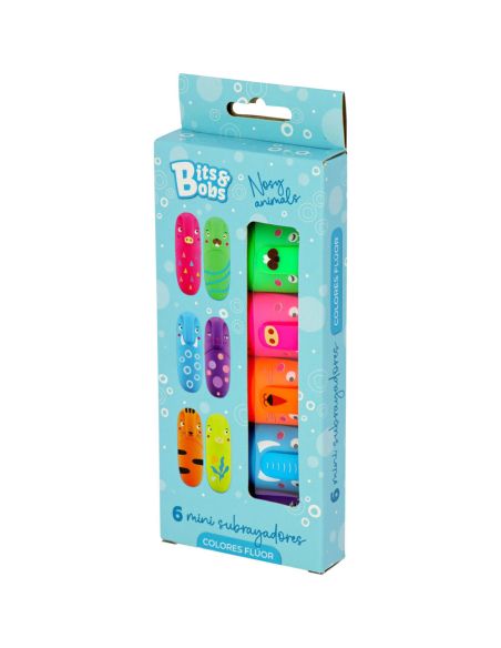 Caja 6 Minisubrayadores Flúor Nosy Animals B&B