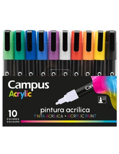 Rotuladores Acrílicos Campus Acrylic 10 Colores Básicos