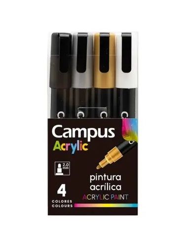 Rotuladores Punta De Fibra Campus Acrylic 4 Colores Metálicos