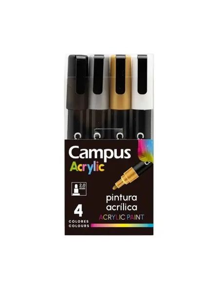 Rotuladores Punta De Fibra Campus Acrylic 4 Colores Metálicos