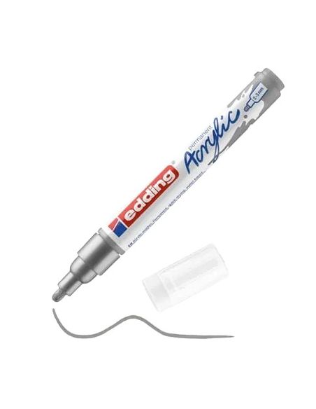 Marcador Acrilico Edding 5100 Trazo Medio 2-3 Mm Plata