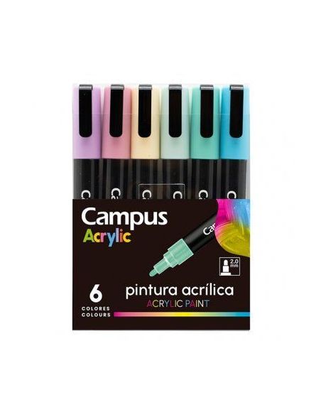 Rotuladores Punta De Fibra Campus Acrylic 6 Colores Pastel