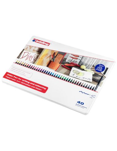 Estuche Metalico 40 Rotuladores Edding 1300 Colores Surtidos