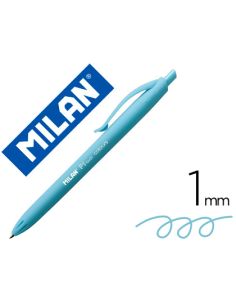 Boligrafo milan p1 retractil 1 mm touch azul claro
