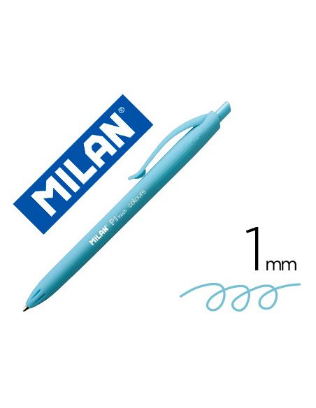 Boligrafo milan p1 retractil 1 mm touch azul claro