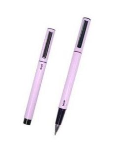 Boligrafo Azul Elipse Cuerpo Metálico Con Capucha Morado Punta Fina 0,5 Mm Tinta Gel