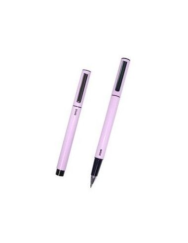 Boligrafo Azul Elipse Cuerpo Metálico Con Capucha Morado Punta Fina 0,5 Mm Tinta Gel