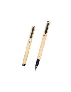 Boligrafo Elipse Cuerpo Metálico Con Capucha Amarillo Punta Fina 0,5 Mm Tinta Gel Azul