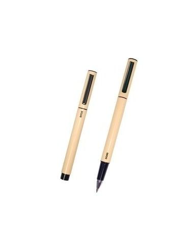Boligrafo Elipse Cuerpo Metálico Con Capucha Amarillo Punta Fina 0,5 Mm Tinta Gel Azul
