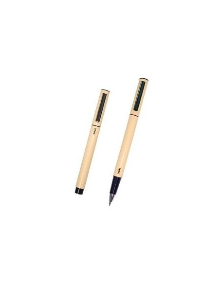 Boligrafo Elipse Cuerpo Metálico Con Capucha Amarillo Punta Fina 0,5 Mm Tinta Gel Azul