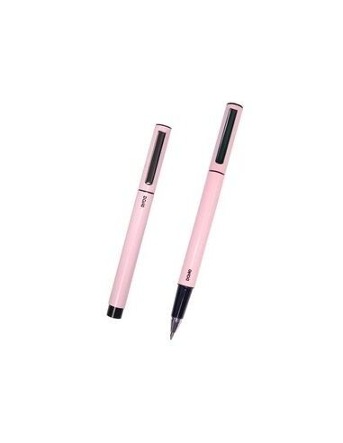 Boligrafo Elipse Cuerpo Metálico Con Capucha Rosa Punta Fina 0,5 Mm Tinta Gel Azul