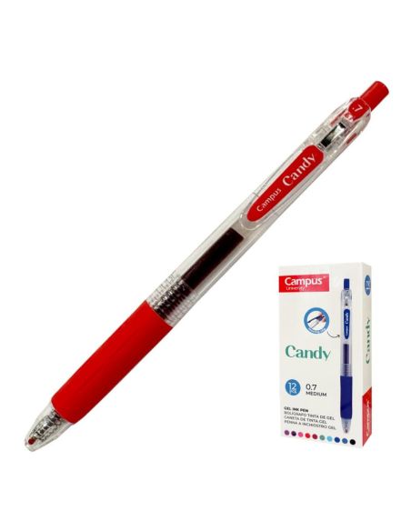 Bolígrafo Rojo Tinta Gel Campus Candy