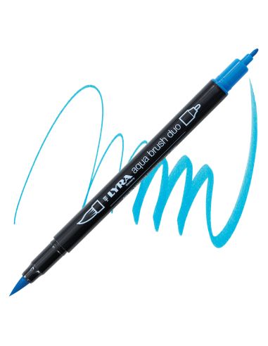 Rotulador Lyra Aqua Brush Acuarelable Doble Punta Fina Y Pincel Azul Natural