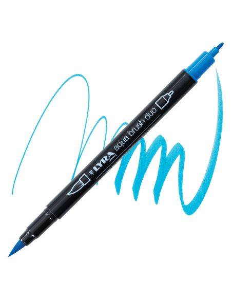 Rotulador Lyra Aqua Brush Acuarelable Doble Punta Fina Y Pincel Azul Natural
