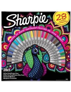Rotulador Sharpie Permanente Punta Fina Caja De 28 Unidades Colores Surtidos
