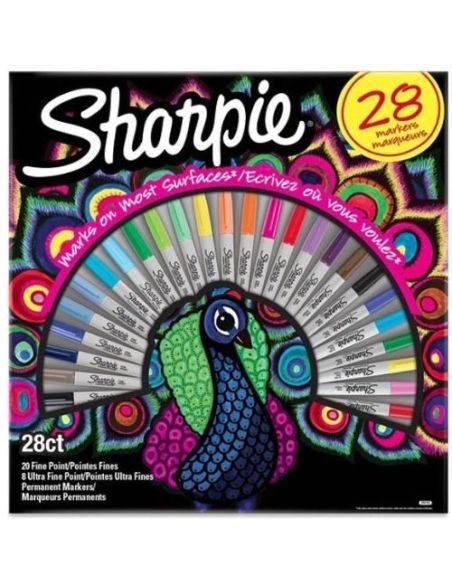 Rotulador Sharpie Permanente Punta Fina Caja De 28 Unidades Colores Surtidos