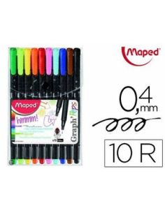 Rotulador Maped Punta De Metal Graph Peps Fine Liner Compact Estuche De 10 Colores Surtidos