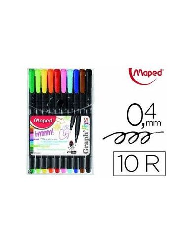Rotulador Maped Punta De Metal Graph Peps Fine Liner Compact Estuche De 10 Colores Surtidos