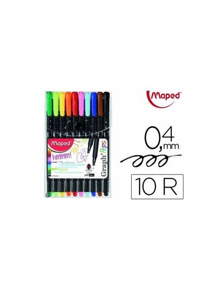 Rotulador Maped Punta De Metal Graph Peps Fine Liner Compact Estuche De 10 Colores Surtidos