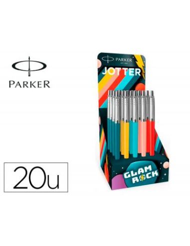 Boligrafo Parker Jotter Originals Glam Rock Transit Expositor De 20 Unidades Colores Surtidos