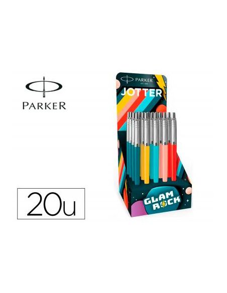 Boligrafo Parker Jotter Originals Glam Rock Transit Expositor De 20 Unidades Colores Surtidos