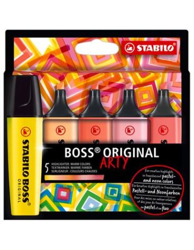 Rotulador Stabilo Boss Fluorescente 70 Arty Line Colores Calidos Estuche Carton De 5 Unidades Colores