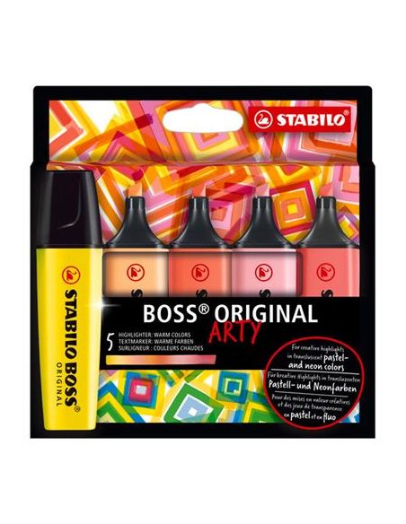 Rotulador Stabilo Boss Fluorescente 70 Arty Line Colores Calidos Estuche Carton De 5 Unidades Colores