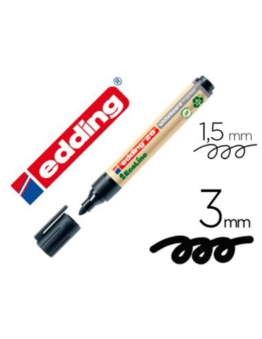 Rotulador Edding 28 Para Pizarra Blanca Ecoline 90% Reciclado Color Negro Punta Redonda 1,5-3 Mm Recargable