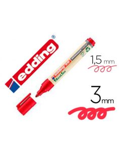 Rotulador Edding 28 Para Pizarra Blanca Ecoline 90% Reciclado Color Rojo Punta Redonda 1,5-3 Mm Recargable
