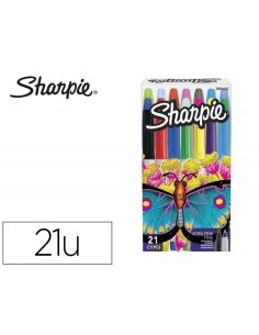 Rotulador Sharpie Permanente Pack Mariposa De 14 Unidades Punta Fina + 7 Unidades Punta Ultrafina Colores Surtidos