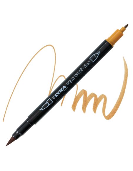 Rotulador Lyra Aqua Brush Acuarelable Doble Punta Fina Y Pincel Ocre Dorado