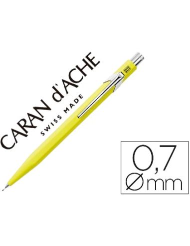 Portaminas Caran D'Ache 844 0,7Mm Cuerpo Amarillo Adornos Cromados